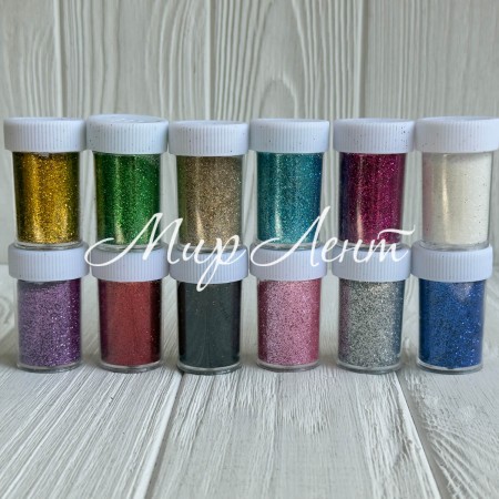 Набір гліттера (С00897), 1/96, кольоровий мікс, упаковка 12 баночок