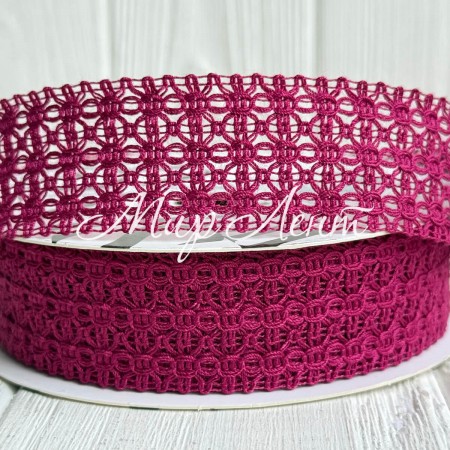 Лента вязаная D30320, 2,5 см, малиновая, рулон 11,5 м