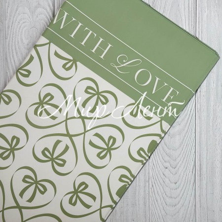 Пленка плотная с принтом (J00402), 57х57 см, оливковый, упаковка 20 шт.