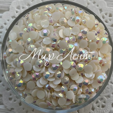 Стразы непрозрачные с перламутром, 6,5 мм, молочный, упаковка 10000 шт.