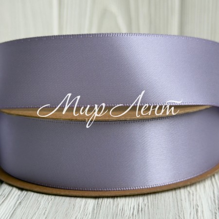 Двостороння атласна стрічка New (преміум), 2,5 см, димчаcто-лілова, рулон 23 м