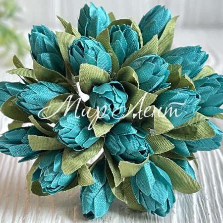 Подснежник, 2 см, морская волна, пучек из 20 цветочков