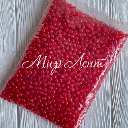 Бусина "битое стекло", 10 мм, красная, большая упаковка 500 г