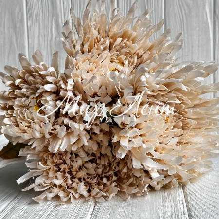 Букет хризантемы, 16х43 см, кремовый, букет з 5 шт.