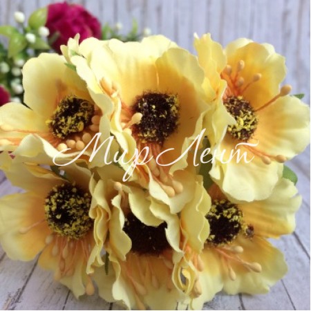 Мак, 4 см, желтый, упаковка 60 шт.