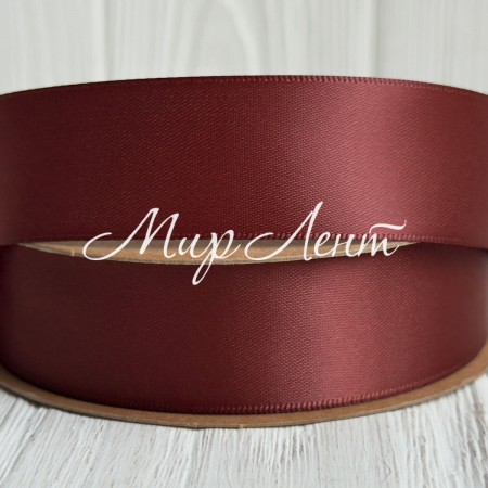 Двостороння атласна стрічка New (преміум), 2,5 см, капучіно, рулон 23 м