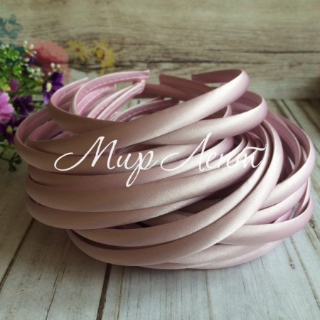 Обруч пластик в атласі, 1 см, світло-рожевий, упаковка 30 шт.