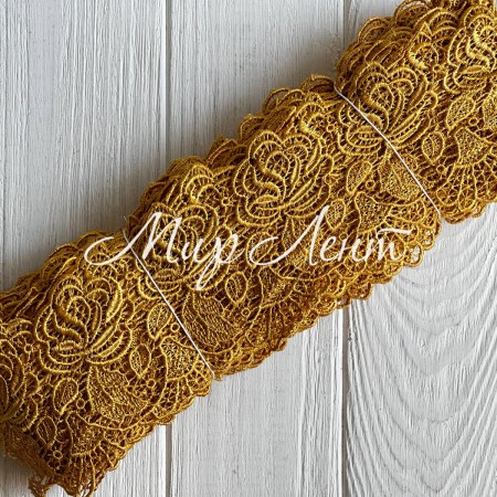 Кружево макраме Палмер, 9 см, горчичное, рулон 9 м