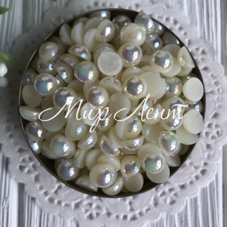 Полубусина 8 мм, молочный перламутр, упаковка 250 г