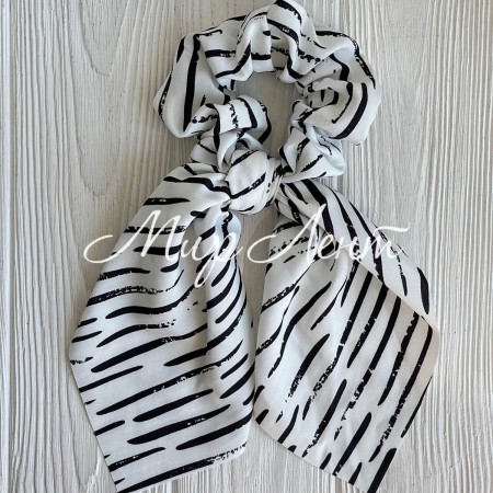 Резинка Твилли жатка, 27 см, черные мазки на белом, шт.