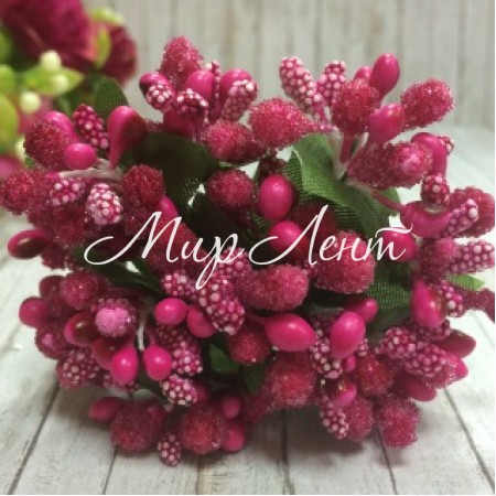 Веточка с тычинками, малиновая, упаковка 144 шт.