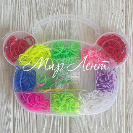 Набір резинок для плетіння (Ведмедик), 10 кольорів, набір