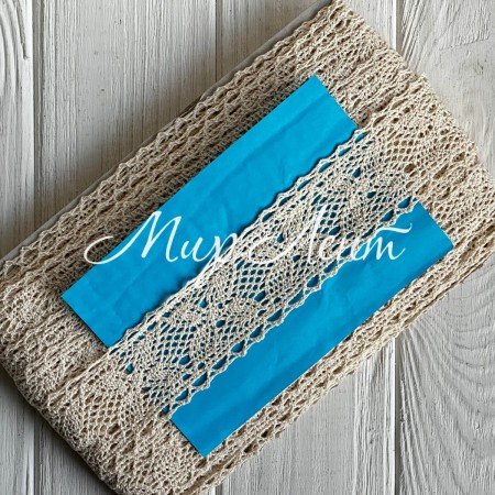 Кружево вязаное (D30087 / 5010В), 4 см, молочное, рулон 13 м