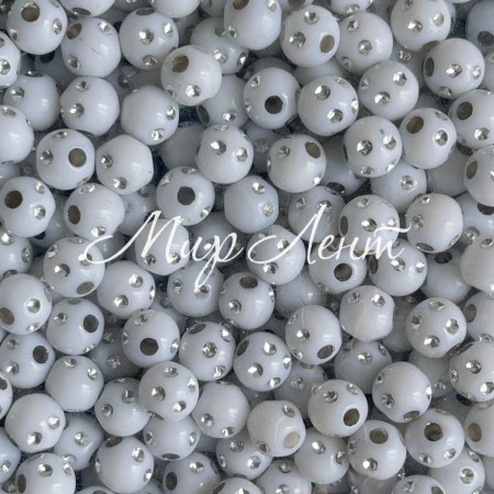 Бусина шамбала, 6 мм, белый, упаковка 500 г