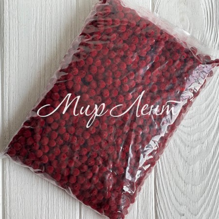 Намистини оксамитові, 10 мм, бордові, упаковка 500 г