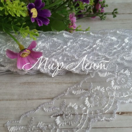 Кружево яблочко, 4,5 см, белое, рулон 9 м