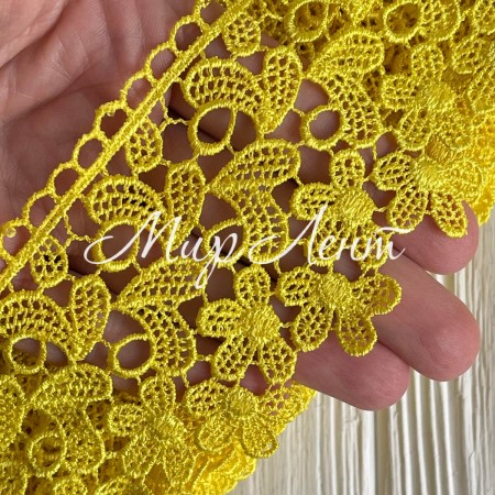 Кружево макраме Оливия, 6,5 см, желтый, рулон 9 м