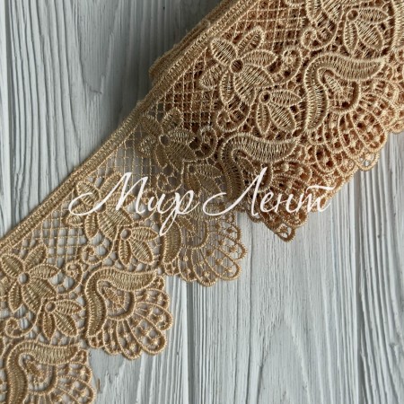 Кружево макраме (D30217), 10 см, бежевое, рулон 9 м