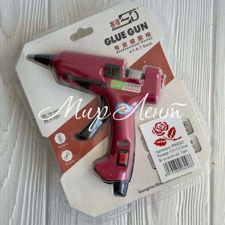 Клейовий термопістолет з перемикачем потужносты, 15/35 W, під стрижні 7 мм, бордовий, шт.