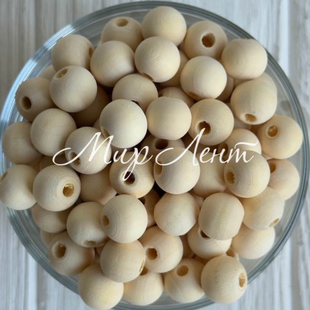 Деревянные бусины круглые, 16 мм, натуральные, упаковка 500 г