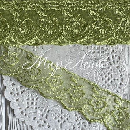 Мереживо яблучко, 4,5 см, оливкова, рулон 9 м