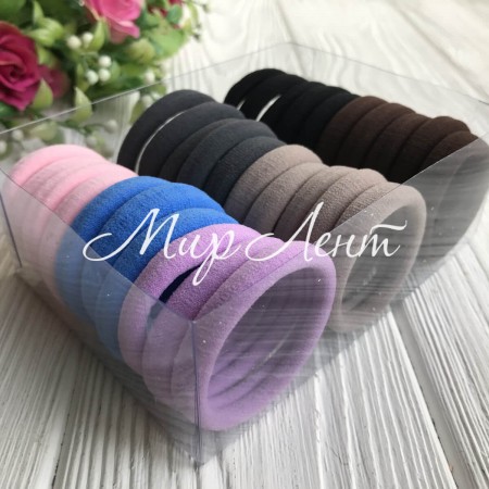 Набір резинок велюрчік, 4 см, бузково-бежево-коричневий, упаковка 30 шт.