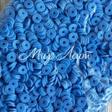 Плоскі намистини, 6 мм, світло-сині, маленька упаковка 50 г
