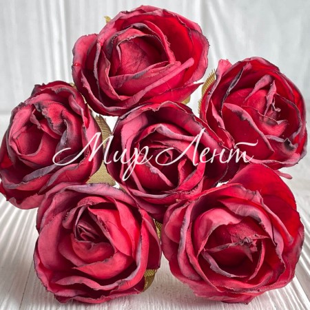 Винтажная роза, 3,5 см, красная, упаковка 42 шт.