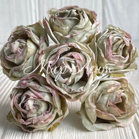 Винтажная роза, 3,5 см, оливково-мятная, упаковка 42 шт.