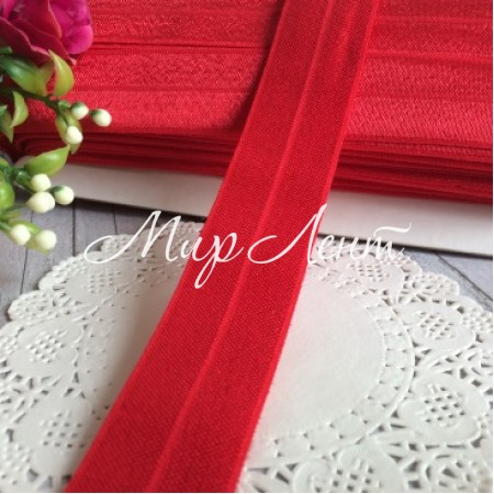 Бейка стрейчева, 2,5 см, червоний, рулон 20 м