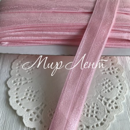 Бейка стрейчева, 2,5 см, рожевий, рулон 20 м