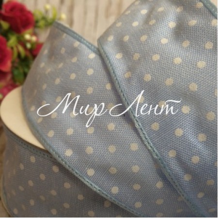 Стрічка джинс горох, 4 см, блакитний, рулон 17,5 м