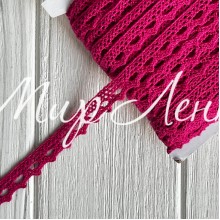 Кружево вязаное (D03401), темно-малиновое, 11 мм, рулон 45 м