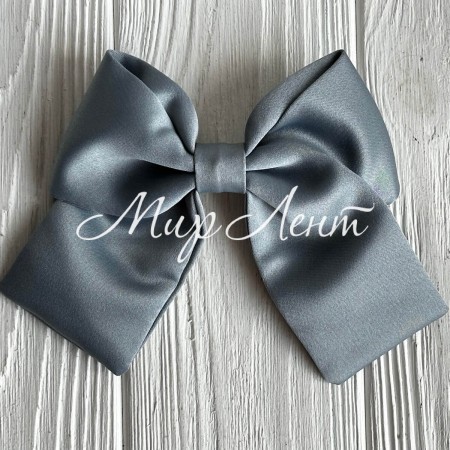 Атласный бант (с уточкой), 12х11 см, серый, шт.