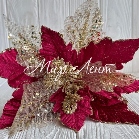 Пуансеттия бархатная (С30258), 31х30 см, бордовая, шт.