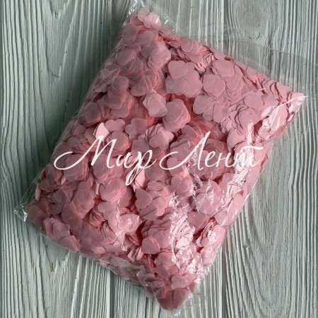 Наполнитель конфети (сердечки), 12 мм, светло-розовый, упаковка 100 г 