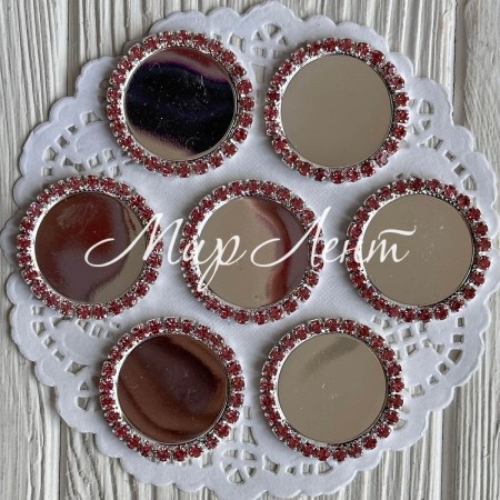 Металическая крышечка со стразами, 3,2 см, розовая, упаковка 100 шт.