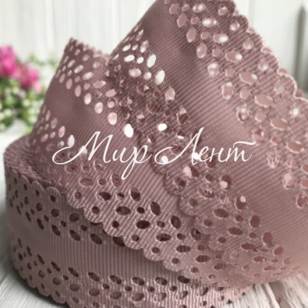 Репс 3,5 см, листик перфорация, пудровый, рулон 20 м