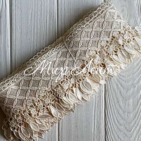 Мереживо макраме Лілі, 11 см, молочне, рулон 9 м