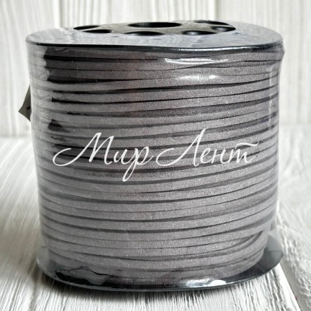 Шкіряний шнур, 0,26х1,4 см, сірий, рулон 90 м