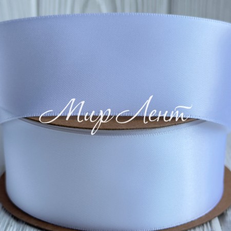 Атлас двосторонній (преміум), 3,8 см, білий, рулон 23 м