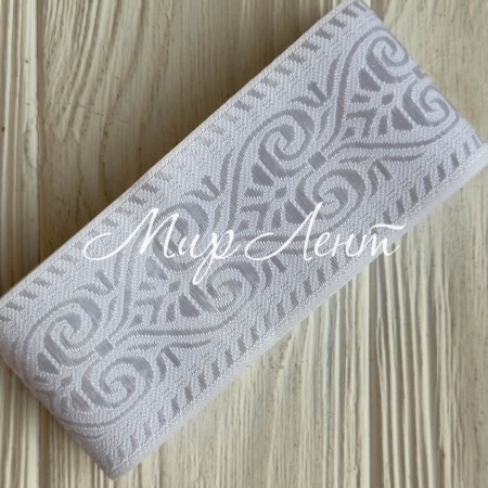 Тесьма вышиванка, 5 см, белый орнамент на белом, рулон 7 м