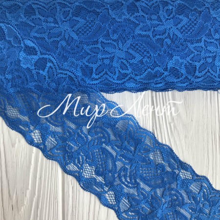 Кружево стрейчевое "Изабель", 8 см, темно-синий, рулон 9 м