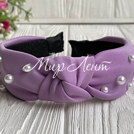 Обруч креп чалма с жемчугом, 4 см, сиреневый, шт.