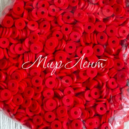 Плоскі намистини, 6 мм, червоні, маленька упаковка 50 г