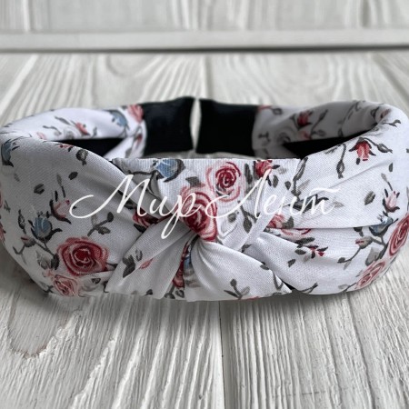 Обруч чалма розочки, 4 см, белый, шт.