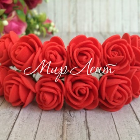 Роза 2,2 см, красная, упаковка 12 пучков (144 шт.)
