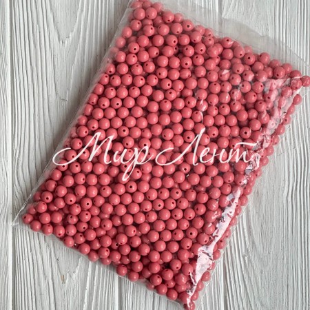 Бусина акриловая, 10 мм, пудровая, упаковка 500 г