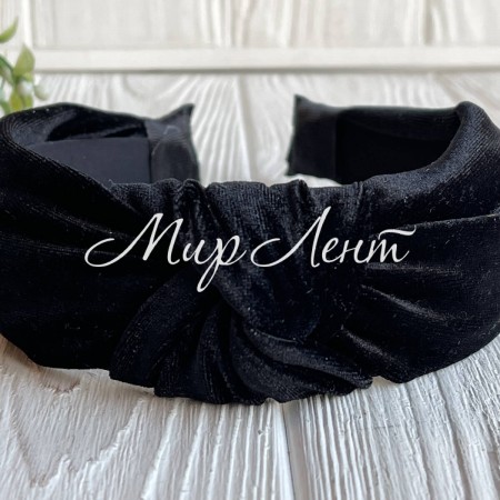 Обруч чалма велюр широкий, 4,5 см, черный, шт.