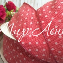 Стрічка джинс горох, 4 см, кораловий, рулон 17,5 м